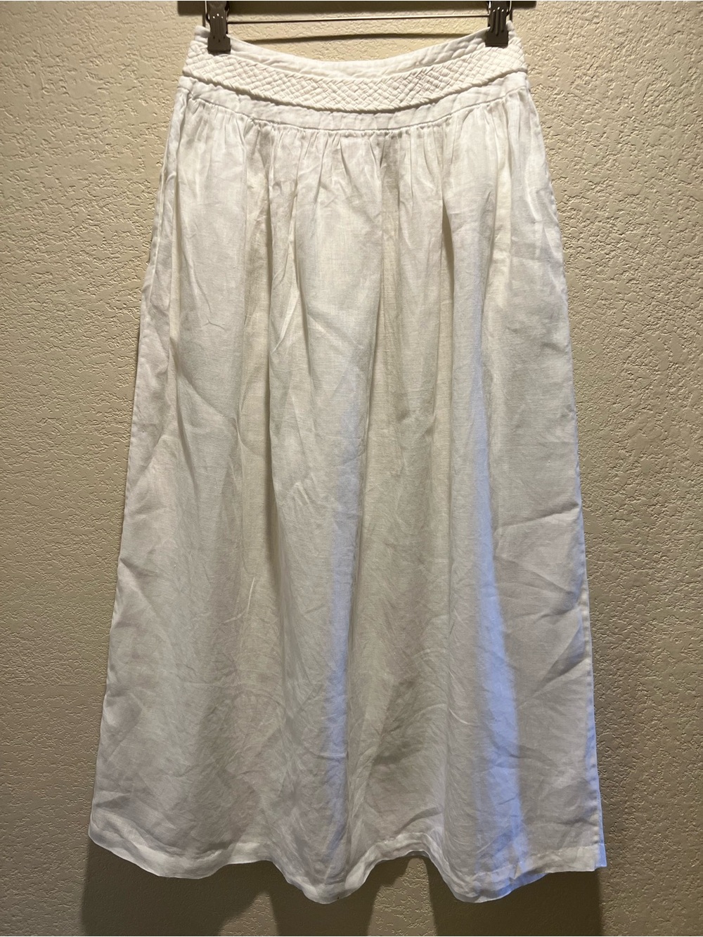 MAX&Co MaxMara White Linen Midi Skirt with Pockets Italian Summer Style Size S - Picture 3 of 10